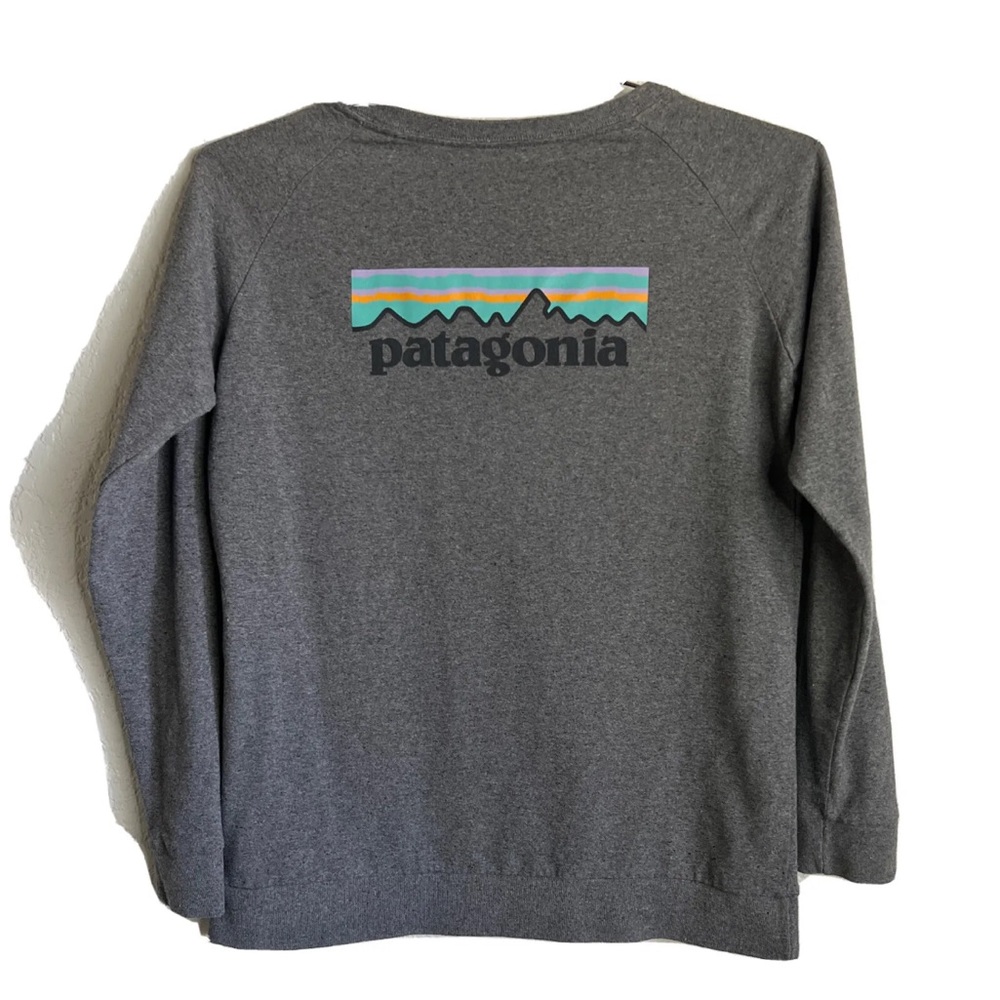 Patagonia Gray Responsibilli-tee  Logo Long Sleeve Shirt Regular Fit Womans Xs